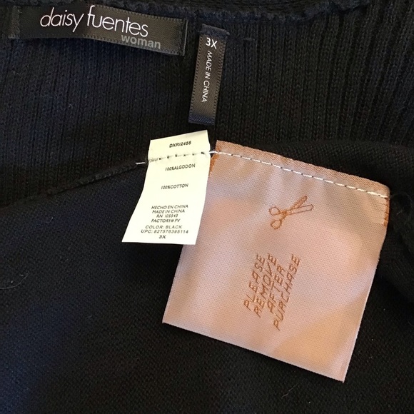 Daisy Fuentes Womens Black Open Tie Front Cotton Cardigan Sweater Size 3X - Picture 5 of 5